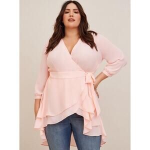 NWT TORRID 1X Georgette Wrap Tunic Blouse